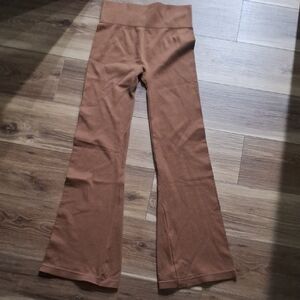 OQQ Ribbed Seamless Workout High Waist Athletic Pants - Brown XL NWOT